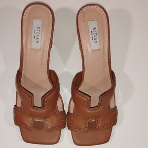 Steven By Steve Madden Tan Leather Slide Mules